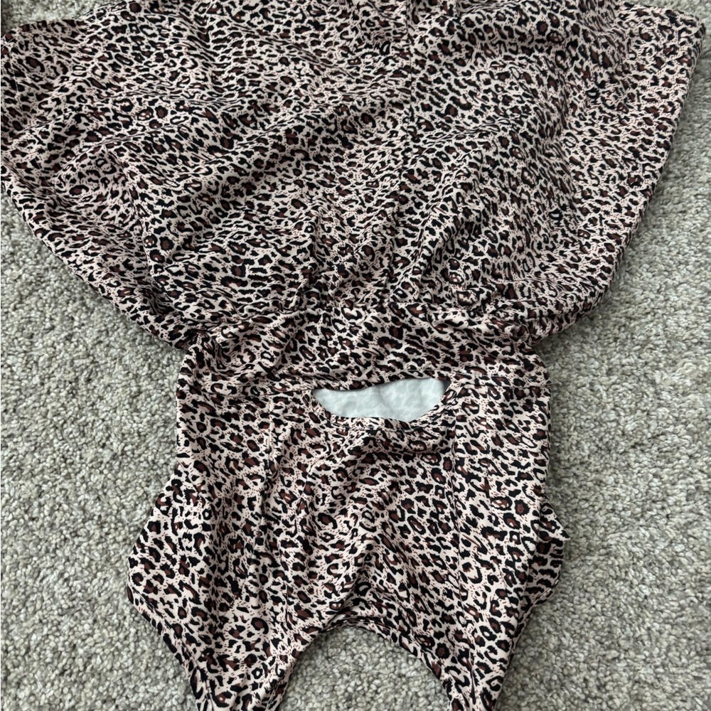 Leopard Print Shorts Romper